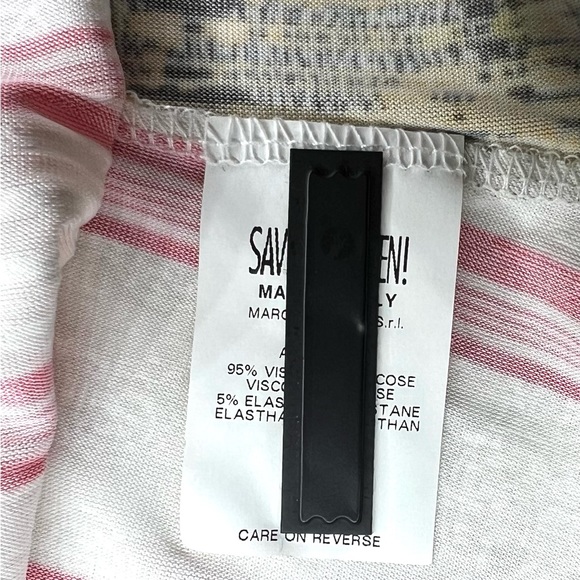 Save the Queen Ladies top. Medium Elbow length sleeves. Metal medallion accent. - Picture 6 of 13